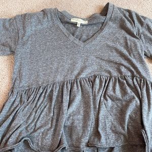 Grey V Neck Babydoll shirt